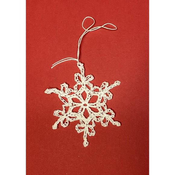 Handmade Other - Vintage Handmade Crochet Starched Christmas Ornaments Snowflake Off White